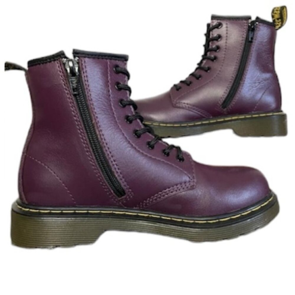 Dr Martens Delaney Zip Smooth Leather Chunky Combat Boot Hike AirWalk Burgundy 5